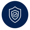 Shield with checkmark icon representing integrity, honesty, ethical decision-making, accountability, and trust at Texas Real Estate Partners.