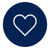Heart icon representing sacrifice, selflessness, commitment, and long-term impact as a core value at Texas Real Estate Partners.