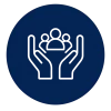 Hands supporting people icon representing stewardship, responsibility, opportunity management, trust, and client-focused service at Texas Real Estate Partners.